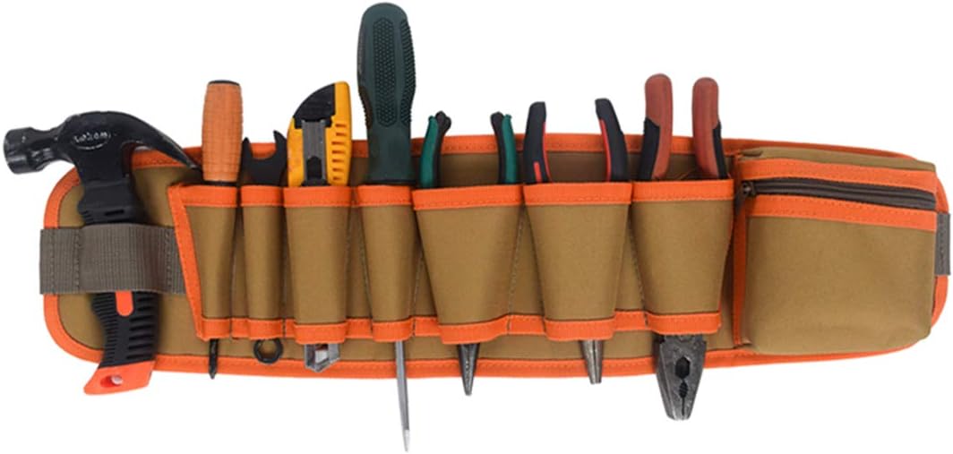 Waist Tool Apron Electrical Maintenance Tool Pouch Bag Waist Bag Pouch Adjustable Tool Apron Organizer With 8 Pockets,1 Hammer Loops,Adjustable Belt