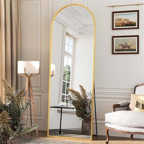 Image of Antok 58 inch x21 inch Arched Full Length Mirror with Stand, Floor Mirror, Gold