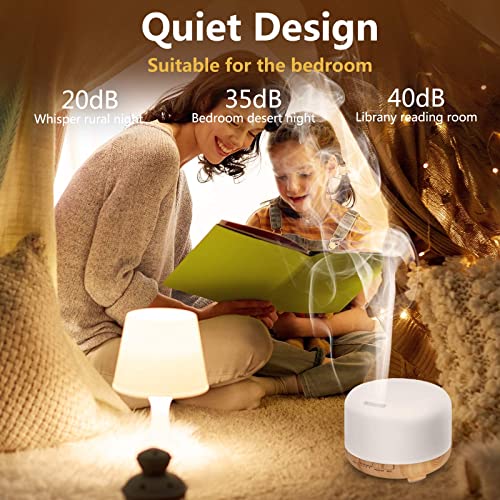 Hianjoo Essential Oil Diffuser 450ml, Electric Aroma Ultrasonic Aromatherapy Fragrant Oil Vaporizer Humidifier, Purifies The Air, Timer and Auto-Off Safety Switch, 7 LED Light Colors (Light Brown) - Image 5