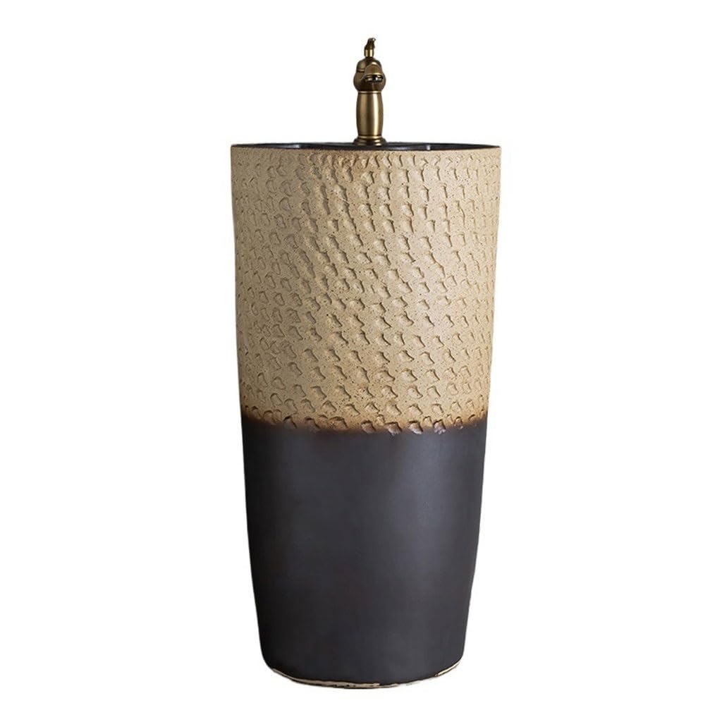 AYCDL Pedestal Sink Ceramic Column Wash Basin Outdoor Wash Basin Villa Courtyard Pool Indoor Balcony Integrated Floor-Standing Column Basin Bathroom Pedesta