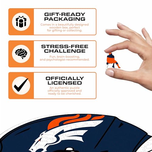 Iconic Puzzles, Denver Broncos Helmet, Wooden Puzzle officially licensed NFL, 100% sustainable - Image 3