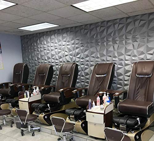 Art3D 3D Paneling Textured 3D Wall Design, Grey Diamond, 19.7" X 19.7" (12 Pack) (Matt Grey) #TOP1