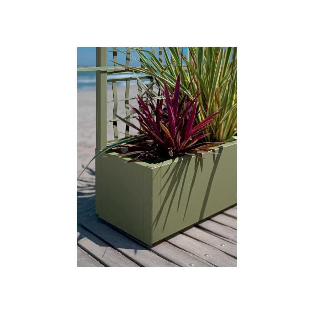 Jardinera Ethica rectangular 80 cm con enrejado verde