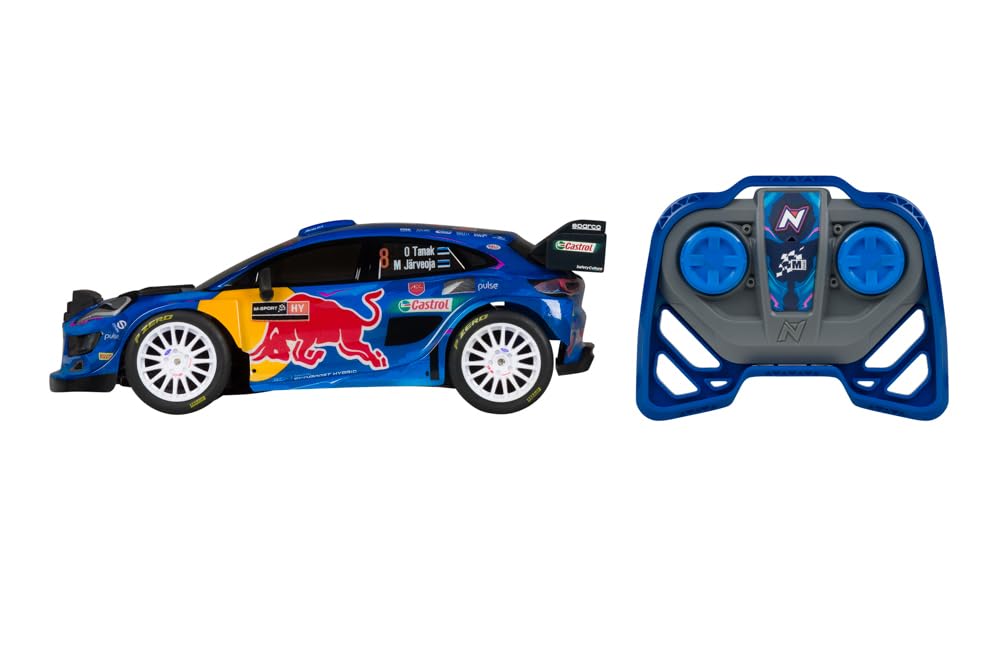 Nikko RC 10393 Night Mode M-Sport Ford Puma Hybrid #8 Tänak Voiture télécommandée avec phares LED, 25 cm, télécommande 2,4 GHz, portée de 40 m, pour Enfants à partir de 6 Ans, Bleue
