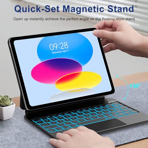 Image of Magic Keyboard Case for iPad A16 11 inch 11th Gen(2025) /10th Gen 10.9 inch(2022) | Multi-Touch Trackpad,7-Color Backlit,Floating Magnetic Stand,Magic-Style Magnetic Keyboard Case,Black