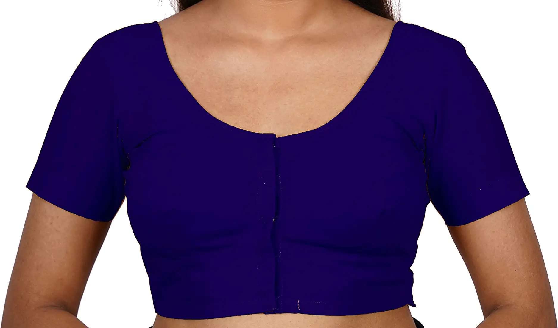 BB Women's Cotton Readymade 2by2 Rubia Stitched Short Sleeves Saree Blouse, Color Navy Blue-image-14