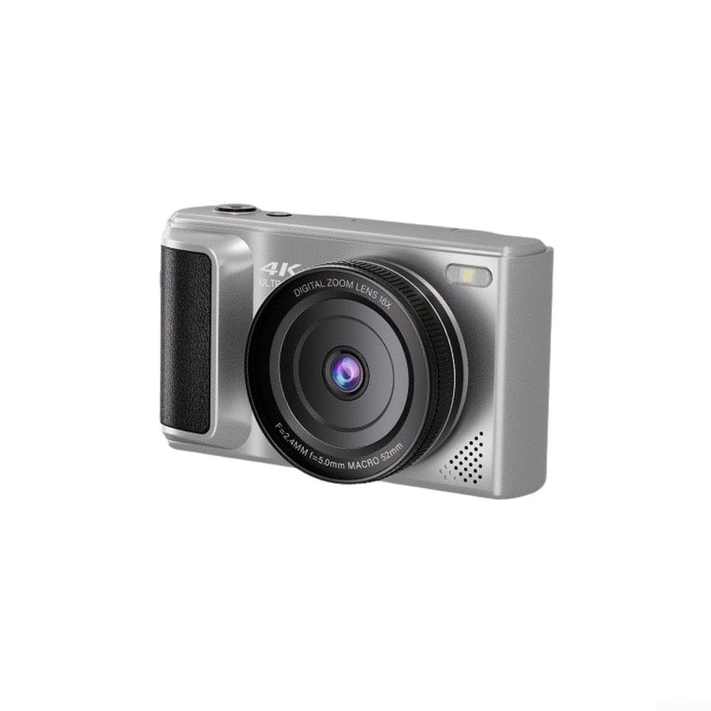 Telecamera con schermo flip da 64 MP, con controllo vocale, per immagini ultra HD con scheda di memoria da 64 GB, CCD leggero per principianti di fotografia (argento)