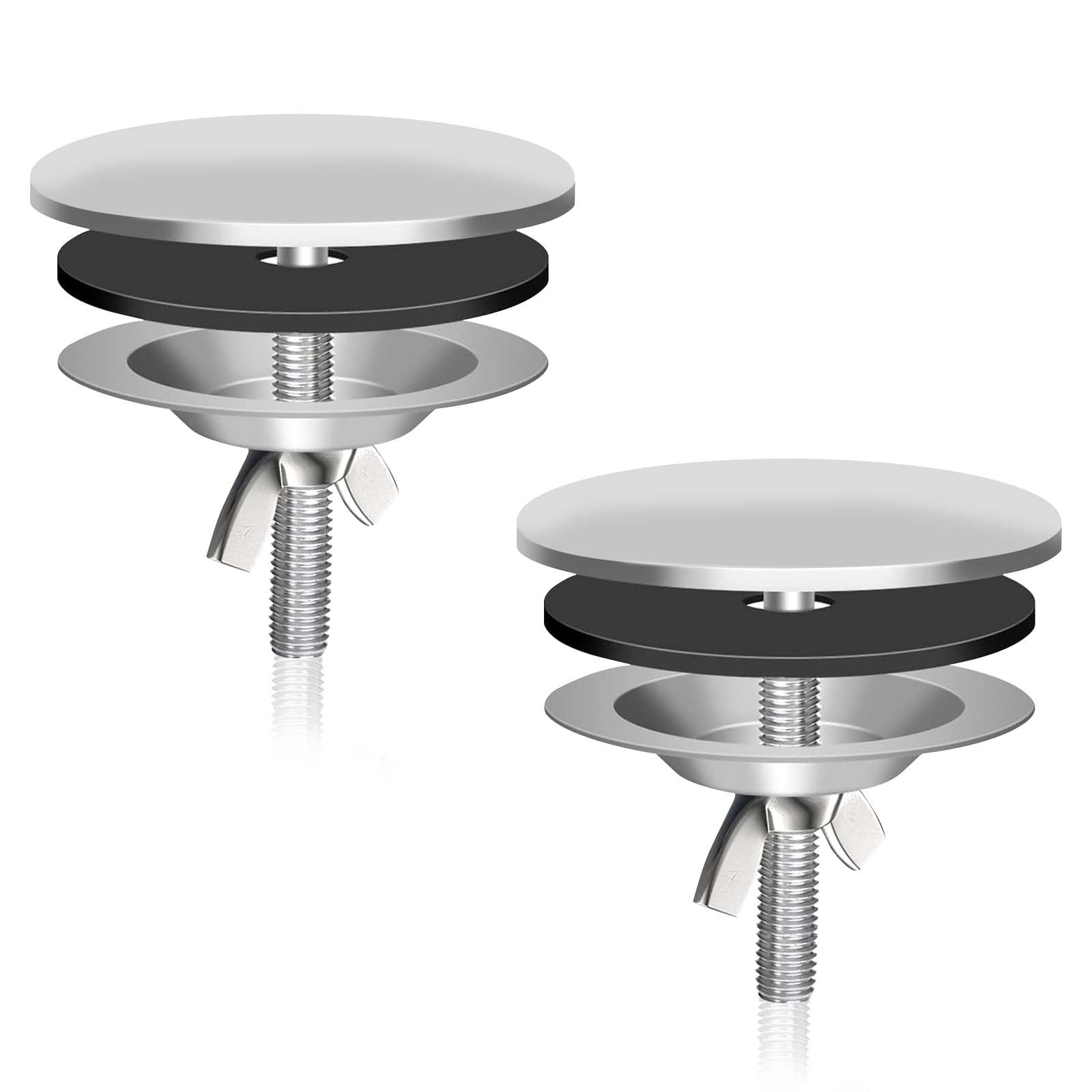 Chihutown 2 Pcs 2 Inch Sink Hole Cover for Kitchen, Good Sealing Sink Tap Hole Plug, Stainless Steel Faucet Hole Cover, Leakage Prevention Blanking Metal Plug (glossy chrome)
