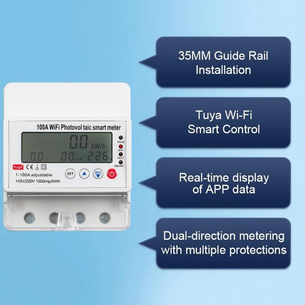4P Monofase bidirezionale di energia elettrica Contatore di energia kWh Contatore WIFI Telecomando intelligente di energia elettrica Wattmetro 110/220 V 100A