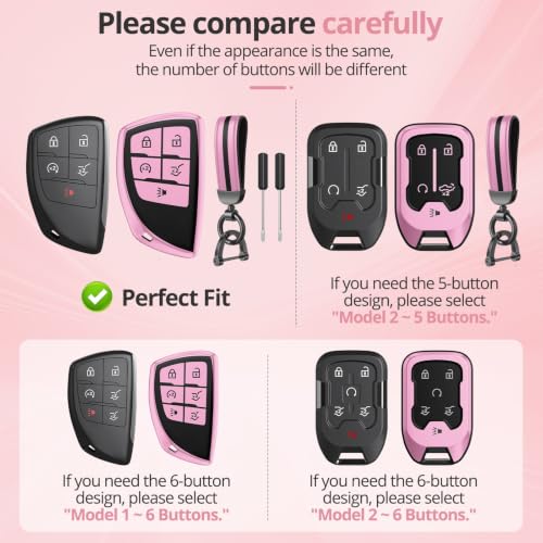 Image of For Chevy /GMC Key Fob Cover Accessories, Matte TPU Material, With a Cute Leather Keychain, for Silverado Sierra Tahoe Suburban Equinox Traverse Yukon Denali Terrain Acadia