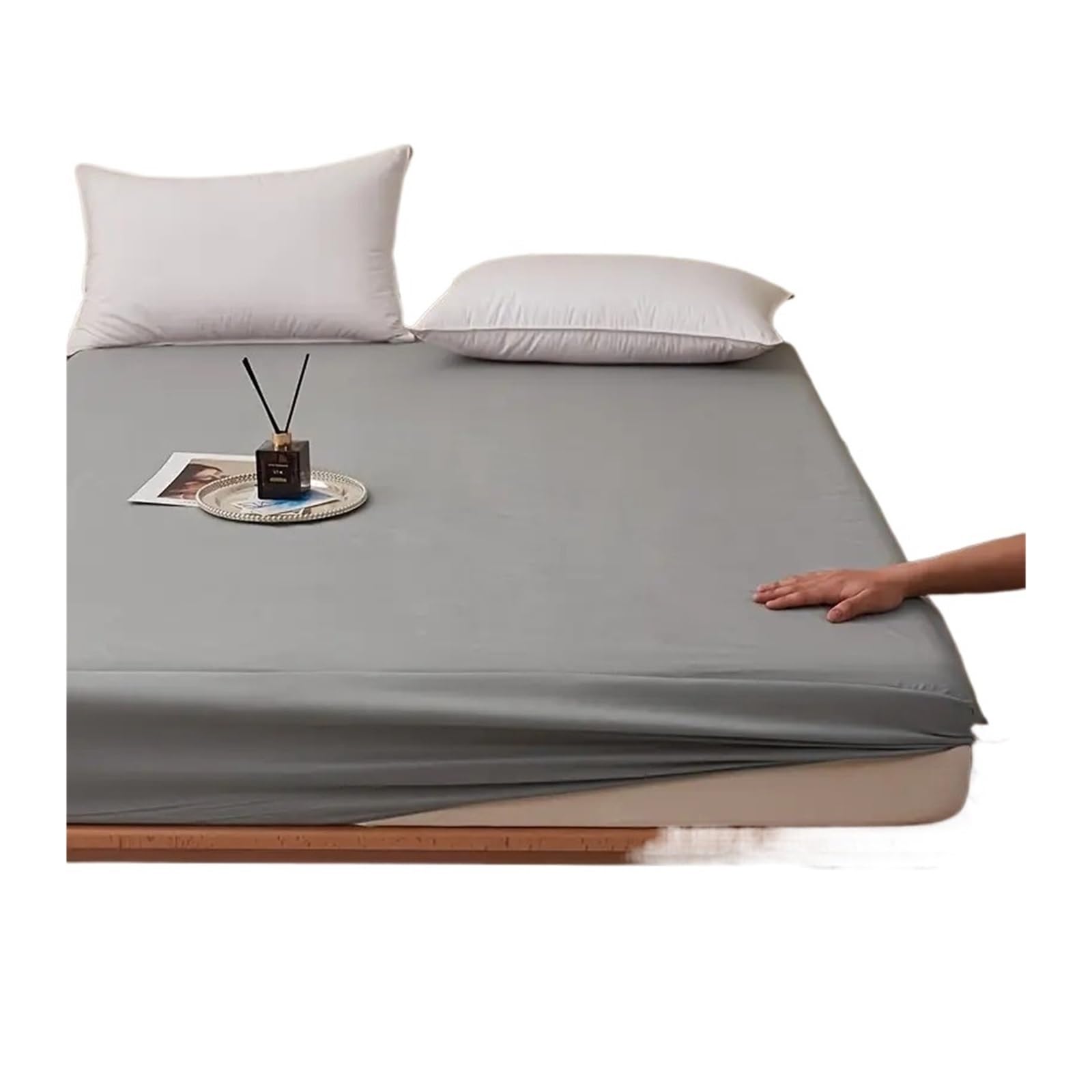 ZIHDKE 1pc Soft And Breathable Waterproof Fitted Sheet For Bedroom Deep Pocket Mattress Cover for Tatami(Grey,120x200cm)