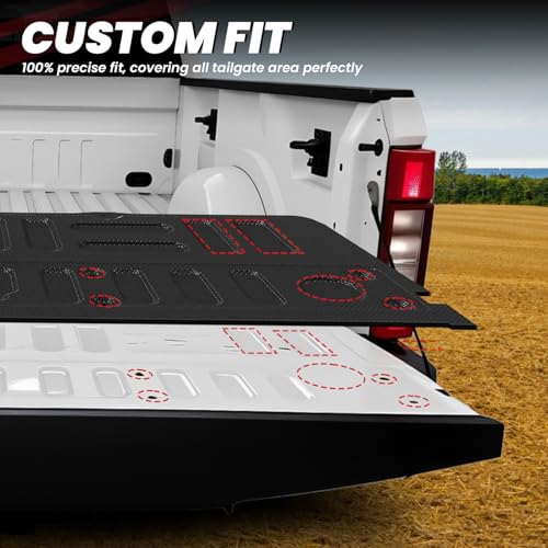 Image of LASFIT Floor Mat Truck Tailgate Mat for 2022 2021 2020 2019 2018 2017 Ford Super Duty F250 F350 F450 Truck Bed (Not Fit Drop-in Liners) All Weather Protector TPE Tailgate Liner,1pc Black