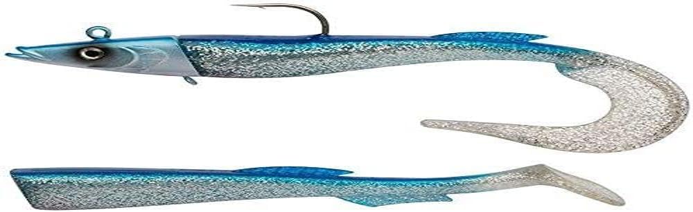 Berkley PowerBait Power Sandeel - Saltwater Soft Bait Fishing Lure for Bass, Pollack, Cod, Ling and Wrasse - Paddle Tail & Curl Tail Supplied, Metallic Blue, 40g | 15cm