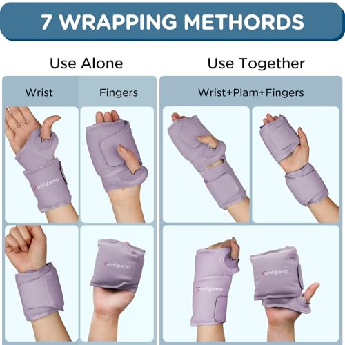 Image of Comfytemp Wrist Ice Pack Wrap for Carpal Tunnel Relief, 2 Gel Packs, FSA Eligible Items Only List, Hot Cold Compression Brace for Hand Injuries Reusable, Tendonitis, Men Women Recovery Item (Purple)