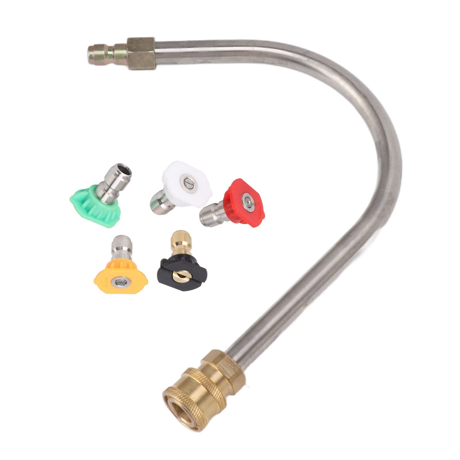 Lance de nettoyeur haute pression courbe 6,35 mm en acier inoxydable et laiton
