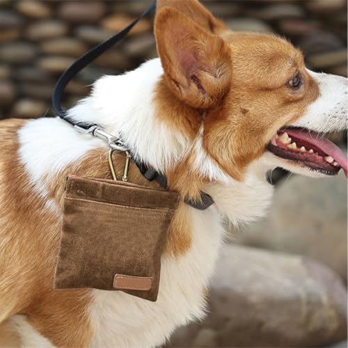 1 Stück 12cm*11cm Hundefuttersack, Trainingshilfe Futtersack, selbstschließend, mit Haken, kann am Schlüsselloch der Hose aufgehängt werden, schrumpfbarer Hundefuttersack, Hundeleckerlisack, praktisch
