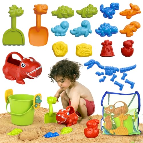 Lehoo Castle Juguetes Playa, 30 Piezas Niños con Cubo, Palas, Dinosaurio Moldes de Arena, Juegos Bebe Niños