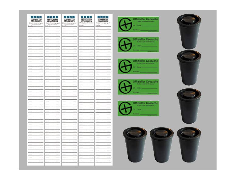GEO-VERSAND60-Piece Film Cans + Log Strips + Sticker Geocaching Package Set Beginners Geocache
