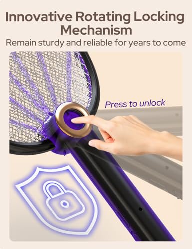 Image of COSTAR Elegant Foldable Swivel Mosquito Bat, 3 in 1 Mosquito Racket USB Rechargeable, Bug Zapper Electric Fly Swatter with UV Light Lamp, Hangable Mosquito Swatter w /Long Lasting Lithium-ion Battery