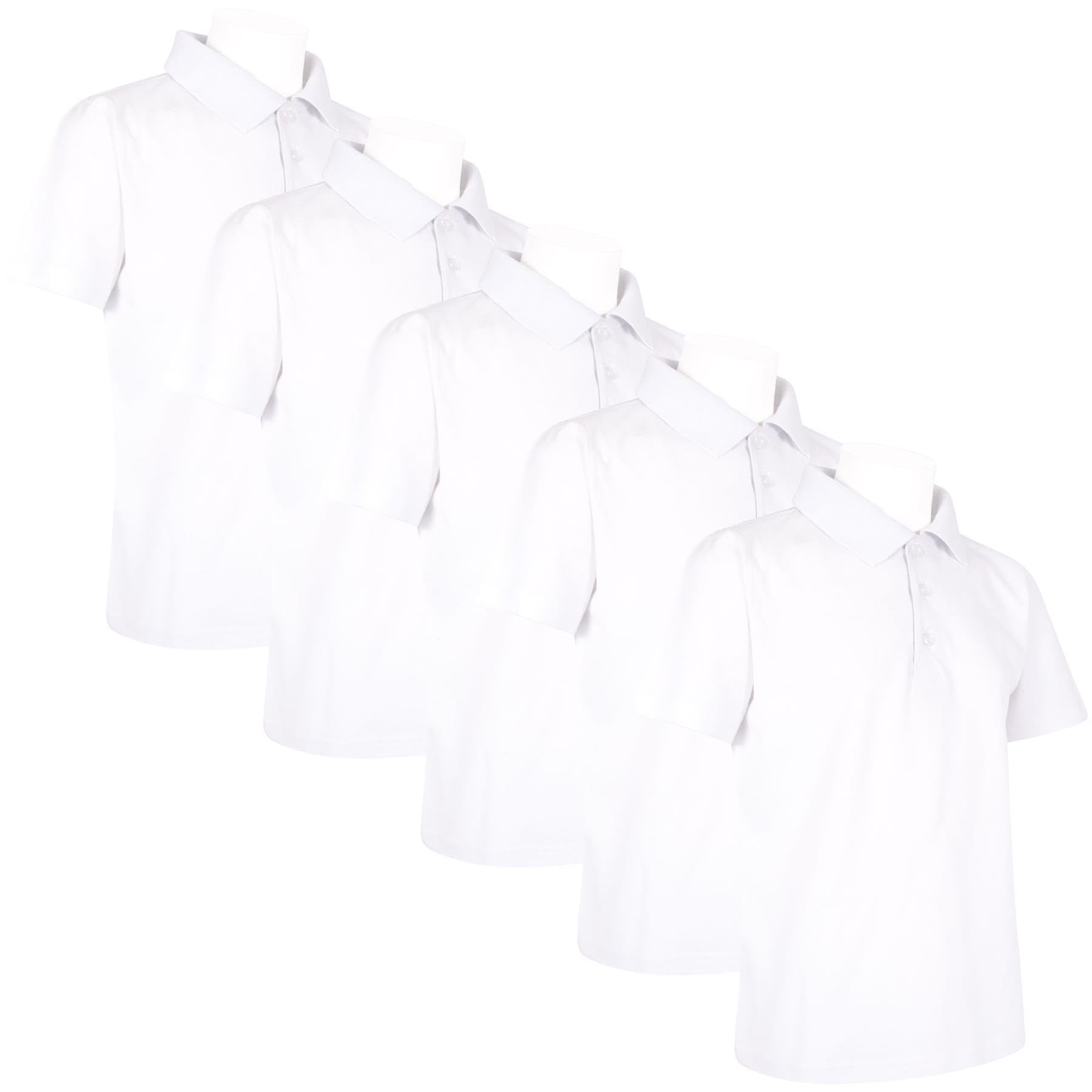 A2Z 4 Kids Niñas Niños Camisetas Polo Plain Verano Camisetas y Camisetas sin Mangas Moda Sensación Suave - PL Polo T Shirt White 5 Pack 3-4
