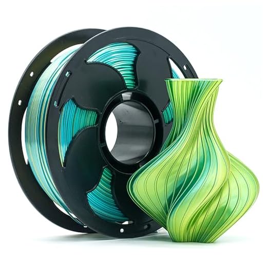 1.75mm PLA Filament Silk Dual Bi Color Sky Blue Gold, Coextrusion 3D Printer Filament with Shiny Silk Rainbow Color, 1kg (2.2lbs) Spool Neatly Wound Smooth Color Transition 3D Printing Filament