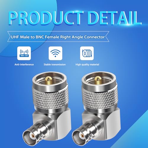 TUOLNK 2PCS UHF PL259 BNC conector ángulo 90 grados miniatura 3