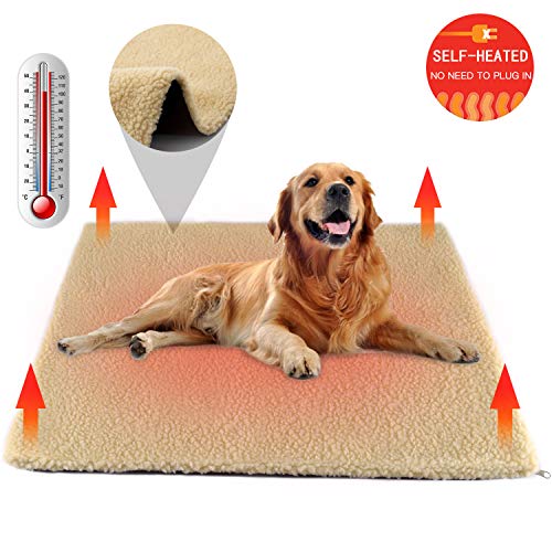 Nemobub Pet Heating Pad,Thermal Thick Cashmere Self-Heating Blanket Mat,Cordless Dog Cat Heating Pad