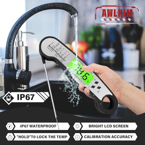 AWLKIM® Meat Thermometer Digital - Fast Instant Read Food Thermometer for Cooking, Candy Making, Outside Grill, IP67 Waterproof Kitchen Thermometer... - Image 4