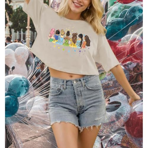 Image of Magical Crop Shirt for Women Magic Kingdom Princess Tshirt Funny Family Vacation Trip Tee Casual Holiday Top