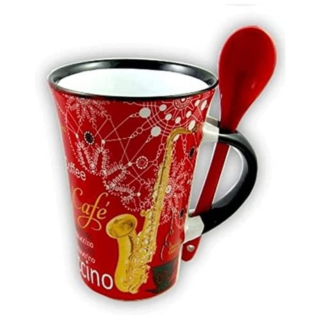 Cappuccino Tazza With Spoon - Violino (Red)