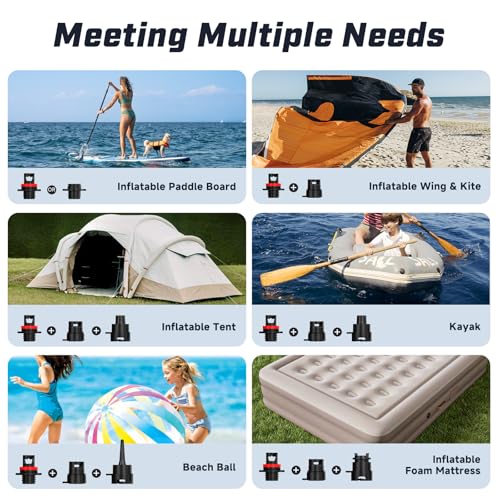 Image of Electric Paddle Board Pump S1-20PSI Rechargeable SUP Pumps, Dual Stage Inflation & Deflation, Suitable for Stand Up Paddle Boards, Boats, Kayaks and Tent