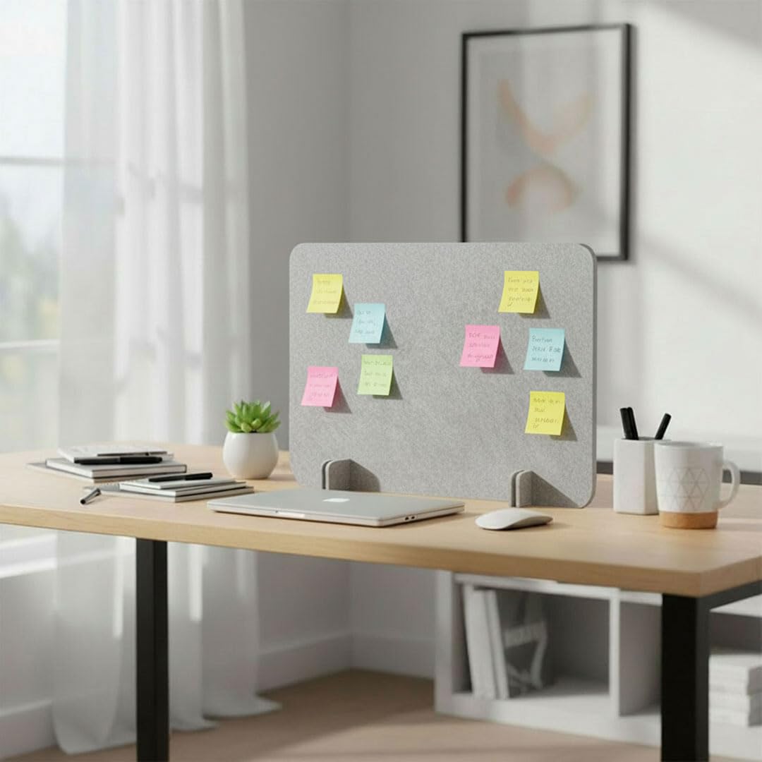 Cloison de bureau ReFind. Réduction acoustique du bruit et écran de confidentialité pour l'espace de travail. Organisateur de bureau autonome. Pour bureau, école et télétravail. [50cm x 80cm]