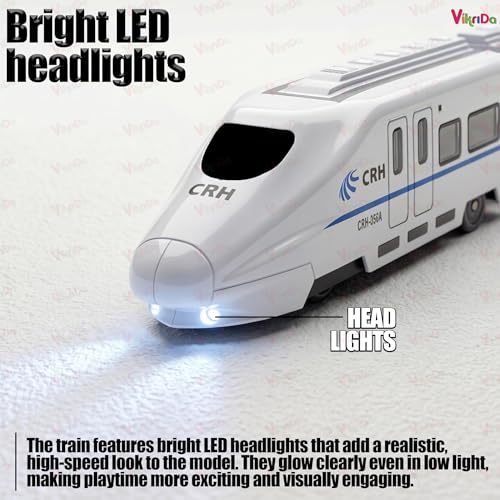 Image of VikriDA Remote Control Kids Express Train Toy with Lights & Sounds Also one Free Rechargeable Batteries EMU Electric Train Model for Boys and Girls - White