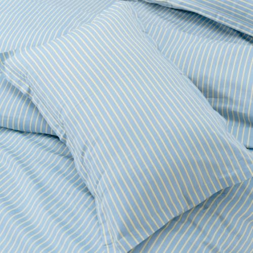Image of Haus & Kinder Double Bed Bedsheet 90 x 100 | 186 TC Pure Cotton Bed Sheet Double Bed with 2 Pillow Covers | Queen Size Bed Sheet | Seiran Stripe Blue Breeze