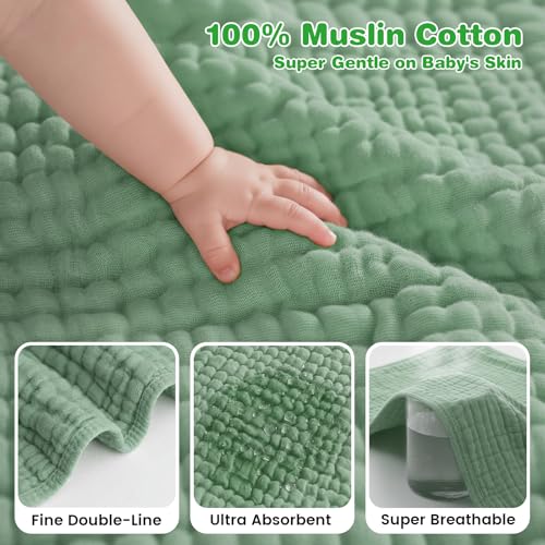 Image of Hooded Baby Bath Towels for Newborn, 2 Pack - 6-Layer 100% Muslin Cotton, Soft Absorbent Baby Towels with Hood for Babies, Infants & Toddlers, Large 32x32 Inch Unisex Newborn Baby Bath Essentials
