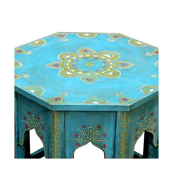 Casa Moro Oriental Coffee Table Moroccan Side Table Saada Blue L Height 45 Diameter 38 cm Hand-Painted Handmade Flower Stool Vintage Table MA32-47-C-L - Image 5