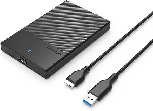 Cablet 2.5 Inch SATA USB 3.0 HDD/SSD Portable External Enclosure for 7mm and 9.5mm, Tool-Free Design, Supports UASP Max 6TB