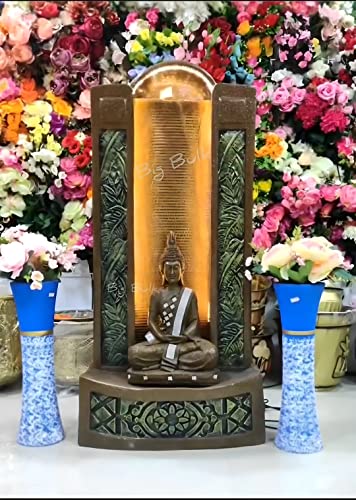 Image of Grey Big Slate Buddha Fountain for Living Room Home Decor Garden Decoration and Drawing Room Indoor Fountain Outdoor Fountain (Big Size:125 cm X 56 cm X 35 cm)