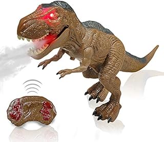 HANMUN Remote Control Dinosaur Electric Toy for Kids - RC Realistic T-REX Dinosaur Toys with Glowing Eyes, Walking, Roaring, Spraying, Robot Toy Gift for Boys Girls Children