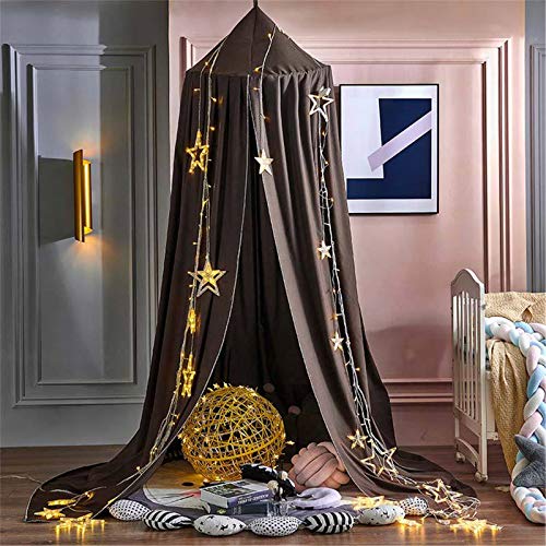 DOTBUY-SHOP Mosquitera de Dosel para Camas Infantil, Niños Bebé Cuna color sólido Redonda Princesa Mosquiteros Decoración Habitación de Juego Protección Ante Insectos (marrón)