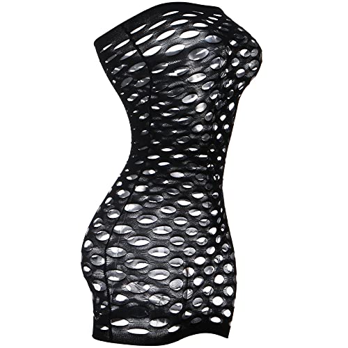 Sexy Womens Strapless Fishnet Lingerie Sleepwear Mini Dress Tube Chemise Bodysuit One Size2