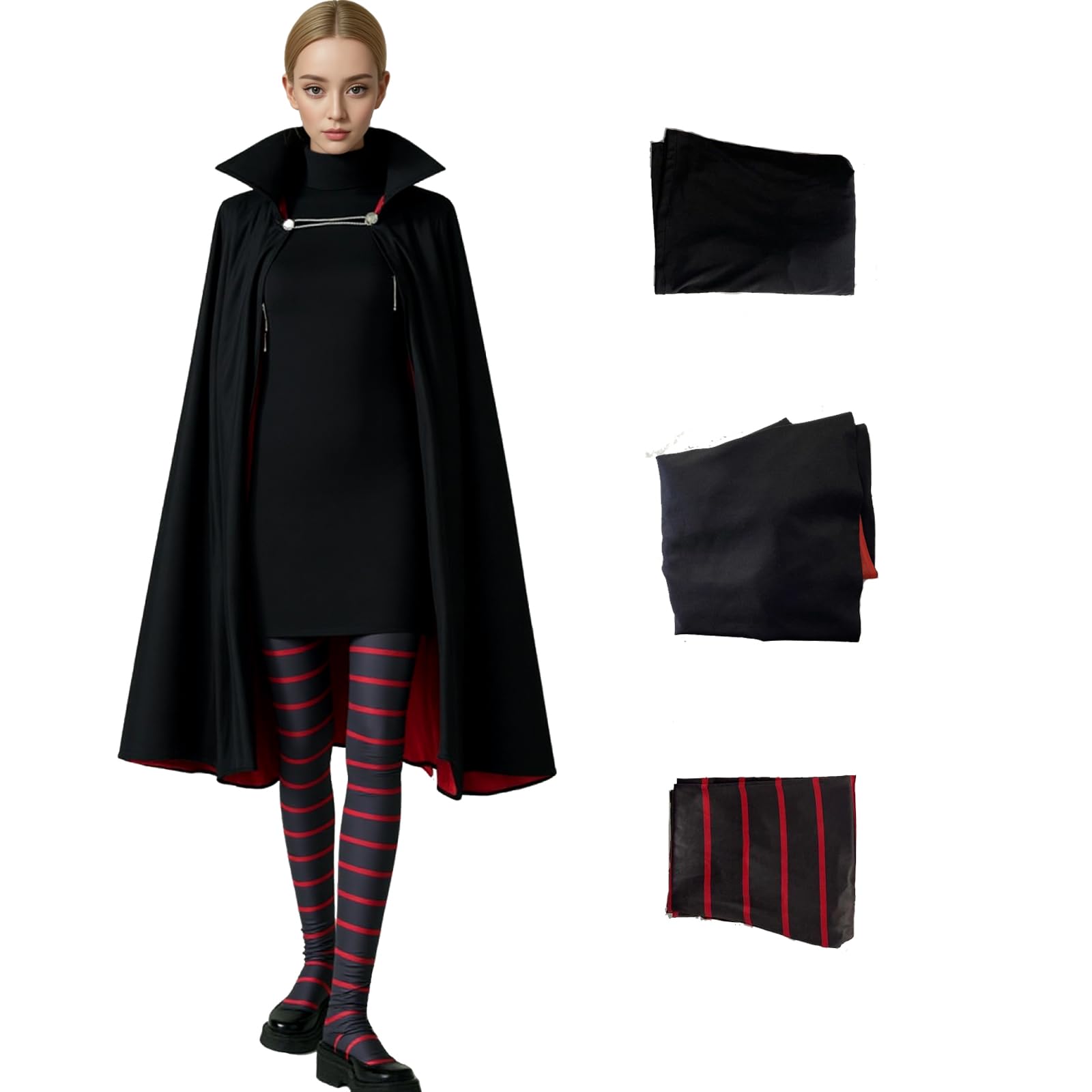 AYYOHON Womens Hotel Vampire Mavis Costume Dress and Leggings with Cloak Cosplay Outfits Halloween Suit 2XL