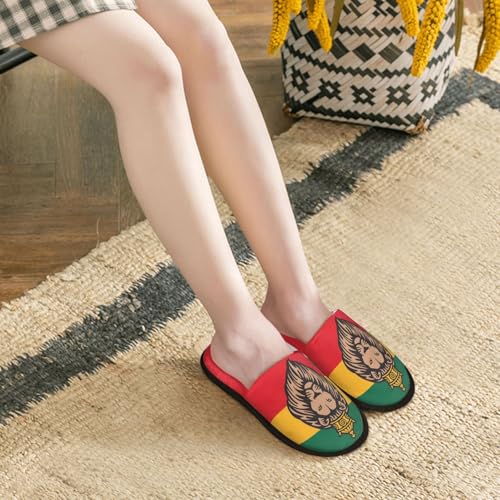 Jamaican Flag Rasta Reggae Judah Lion Slippers Cozy Non-Slip House Slippers Soft Fluffy Indoor Shoes For Women Men4