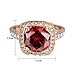 Yoursfs Wedding Rings for Women 18K Rose Gold Plated Engagement Crystal Ruby Rings Jewelry