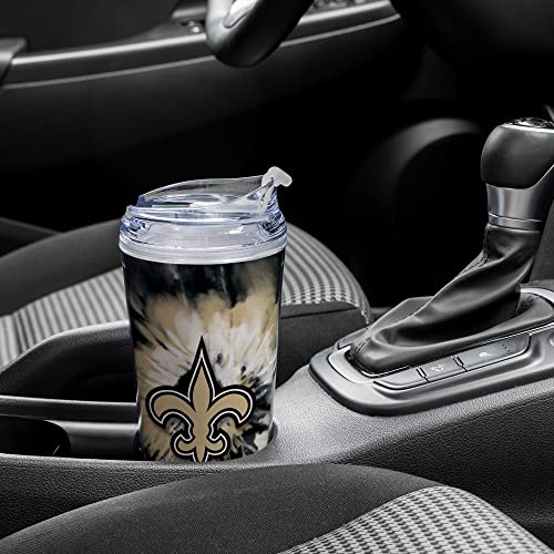 Image of Rico Industries NFL Football Glitter 24oz Acrylic Glitter Tumbler with Hinged Lid, Officially Licensed Double Wall Tumbler with Straw