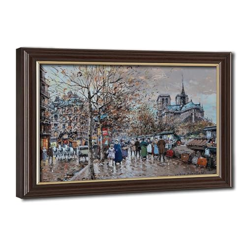 Poster The Bouquinistes Paris par Antoine Blanchard cadre suspendu