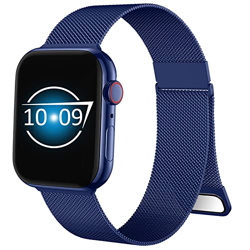 Luxury Metal Bands Compatible for Apple Watch Band 38mm 40mm 41mm 42mm 44mm 45mm 49mm Women Men, Royalblue Wristbands Straps Accessories for Apple Watch iWatch Bands Series 8 7 6 5 4 3 2 1 SE Ultra