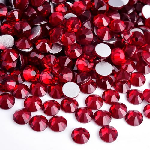 Image of 144pcs DIY Glass Flatback Rhinestones for Bedazzling,Round Crystal Gems for Nail Art,Stage Makeup,Clothing,Bag Decoration 0.31 inch 8mm SS40 Dark Siam