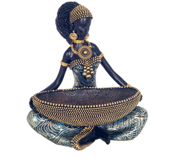 SIGNES GRIMALT Statuette Femme Africaine en Résine avec Panier – Figurine Décorative Éthnique...