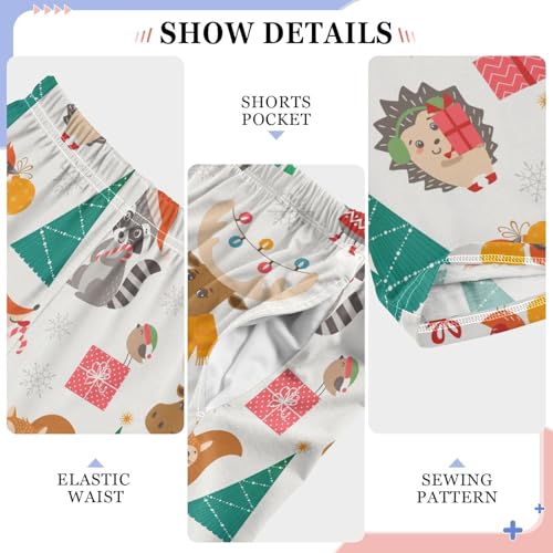 ZZXXB Merry Christmas Raccoon Mooses Boys Long Pants Soft Trousers Elastic Waist Kids Lounge Bottoms with Pockets S-XL4